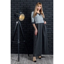 Платье FLFashion Мореа НПМ 1921 48 серое повседневное длинное макси: Состав Эластан, Полиэстер, Вискоза