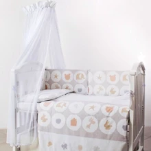 Постельный комплект 6 эл. Twins Eco Line New 4091-E-020, Animals beige, бежевый: Тип постельный комплект