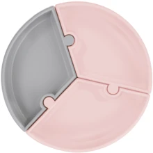Секционная тарелка MinikOiOi Puzzle на присоске силиконовая Pinky Pink / Powder Grey (101050058): Материал силикон