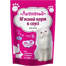 Влажный корм для кошек Леопольд Мясной корм Рагу с кроликом и индюшкой в соусе 100 г : Тип Влажный корм