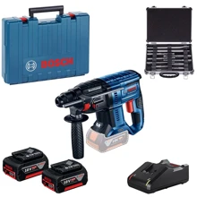 Перфоратор акумуляторний безщітковий Bosch GBH 180-LI + 2 акумулятори 4.0 A⋅год + набір свердел SDS-plus 11 шт (0615990M33): Тип кріплення бура SDS-Plus