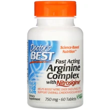 Doctor's Best Fast Acting Arginine Complex with Nitrosigine Аргинин с нитросигином 750 мг 60 таблеток: Тип Аргинин