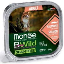 Влажный корм беззерновой Monge Cat Wet Bwild Grain Free Adult для котов лосось с овощами 0.1 кг (70012881): Тип Влажный корм