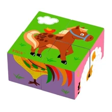 Дерев'яні кубики-пазл Viga Toys Фермерські звірята (50835): Тип кубики