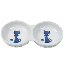 Двойная миска Flamingo Porcelain Double для кошек с рисунком керамическая 24 см белая: Тип Миски