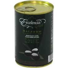 Маслины Exelencia черные с косточкой 180/220 425 мл (8410971033457): Объем 425 мл