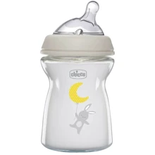 Пляшечка скляна Chicco Natural Feeling з силіконовою соскою 0м+ 250 мл (81221.30): Матеріал стекло