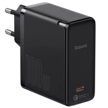 Зарядний пристрій Baseus USB-C Wall Charger GaN2 100W Black with USB-C Cable (TZCCGAN-L01): Особливості Быстрая зарядка, USB-C