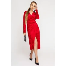 Платье Leo-Pride PF2512 46 красное повседневное удлиненное миди: Состав Эластан, Полиэстер