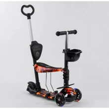 Самокат 5в1 Best Scooter, PU колеса, подсветка колес, Абстракция Black/Orange (102017): Количество колес 3