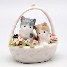 Фигурка декоративная Котята в корзине (h 9.5 см) (461-176): Производитель Noname