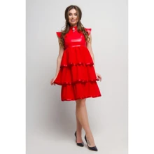 Платье FLFashion Попурри МПП 1761 46 красное вечернее удлиненное миди: Состав Лайкра, Вискоза, Полиэстер