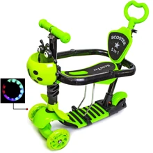Самокат Scooter "Божья коровка" 5in1. Green (многофункциональный, с бортиком): Количество колес 3