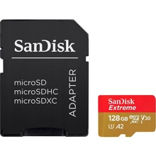 Карта памяти SanDisk 128GB microSDXC Class 10 UHS-I U3 V30 A2 Extreme for Action Cams and Drones (SDSQXAA-128G-GN6AA): Тип карты MicroSDXC
