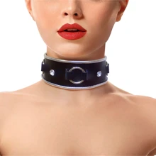 Нашийник з натуральної шкіри зі стразами та кільцем Art of Sex - Collar Ring: Виробник Art of Sex