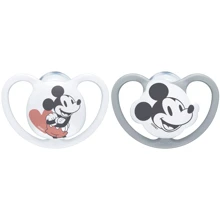 Пустышка Nuk Space Mickey размер 1 Белая/Серый 2 шт. (3952414): Возраст с рождения