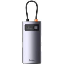 Адаптер Baseus Adapter Metal Gleam Series USB-C to 3xUSB3.0+RJ45 Grey (WKWG070113): Колір серый
