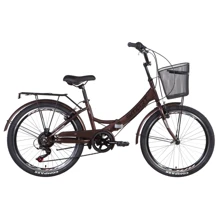 Велосипед ST 24" Formula SMART Vbr трещотка с багажником зад St, с крылом St, с корзиной St 2022 (коричневый): Материал рамы сталь
