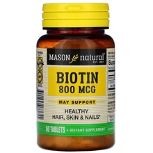 Mason Natural Biotin 800 mcg Биотин 60 таблеток: Тип Витамин B