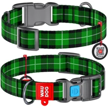 Нашийник WAUDOG Nylon з QR-паспортом, малюнок "Шотландка зелена", пластиковий фастекс 25 мм 31-49 см зелений (4703): Виробник WAUDOG