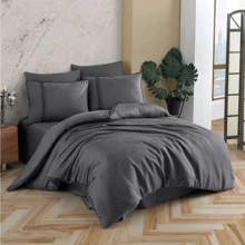 Комплект постільної білизни HOBBY Silk Modal шовк-модал Євро Антрацит (606525_2,0): Матеріал модал, шелк