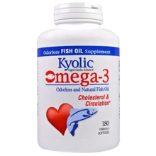 Kyolic Cholesterol & Circulation Omega-3 Риб'ячий жир Омега-3 180 капсул: Тип Омега 3