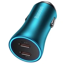 Зарядное устройство Baseus Car Charger 2хUSB-C Golden Contactor Pro 40W Blue (CGJP000003): Особенности USB-C, Быстрая зарядка, Power Delivery (PD)
