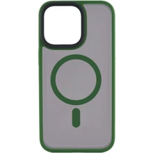 Чехол для iPhone Mobile Case TPU+PC Metal Buttons with MagSafe Green for iPhone 15 Pro Max: Цвет зеленый