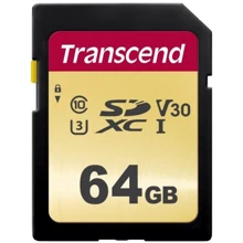 Карта пам'яті Transcend 64GB SDXC Class 10 UHS-I U3 V30 (TS64GSDC500S): Тип карти SDXC