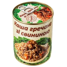 Консервы L'appetit Каша гречневая со свининой 340 г (4820177070073): Вес нетто 340 г
