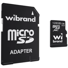 Карта памяти Wibrand 128Gb microSDXC Сlass 10 UHS-I U3 + adapter (WICDHU3/128GB-A): Тип карты MicroSDXC