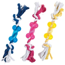 Іграшка для цуценят і собак Flamingo Good4Fun Bone With Rope латексна кістка на мотузці 9 см: undefined undefined