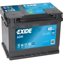 Автомобільний акумулятор AGM (Start-Stop) Exide 6СТ-62 АзЕ START-STOP EK620: Ємність, Ач 62