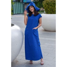 Платье FLFashion Фиеста ФПФ 3096 52 синее повседневное длинное макси: Состав Лен