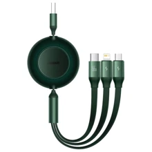Кабель Baseus Cable USB-C to Micro USB/Lightning/Type-C Bright Mirror 2 Series 66W 1.1m Green (CAMJ010106): Тип USB-C - Lightning/microUSB/USB-C