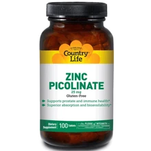 Country Life Zinc Picolinate 25 mg 100 Tabs Цинк пиколинат: Тип Цинк