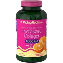 Piping Rock Hydrolyzed Collagen 1000 mg Type I & III 300 Coated Caplets Гідролізований колаген тип I і III: Тип колаген