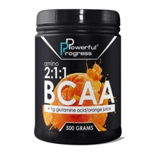 Аминокислота для спорта Powerful Progress BCAA 2: 1: 1 + Glutamine 500 g /50 servings/ Orange: Вкус Апельсин