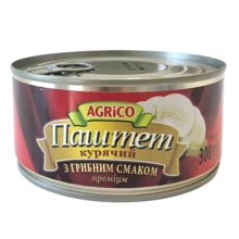 Паштет Agrico з курятини з грибами, бляшанка, 300 г: Вид м'яса курятина