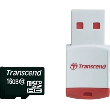 Карта пам'яті Transcend 16GB microSDHC Class 10 + USB2.0 reader (TS16GUSDHC10-P3): Тип карти microSDHC