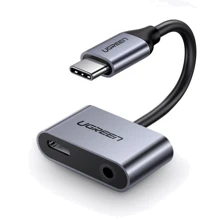 Адаптер Ugreen Adapter CM193 USB-C to USB-C+3.5mm Gray (50596): Колір серый