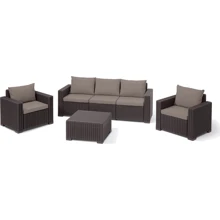 Комплект садових меблів Allibert California 3 seater коричневий (8711245155432): Вид меблів комплекту Стол, Кресло, Диван