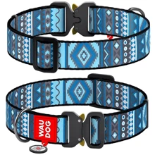Ошейник для собак WAUDOG Nylon с QR паспортом Этно синий, XXL (4535-0131): Производитель WAUDOG