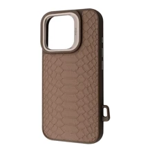 Чехол для iPhone Kajsa Snake Pattern with Magnetic Ring Desert Titanium for iPhone 16 Pro: Цвет серый