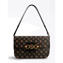 Женская сумка через плечо Guess Hensely Logo Bag темно-коричневая (HWPB8378210-MCM): Пол Женский