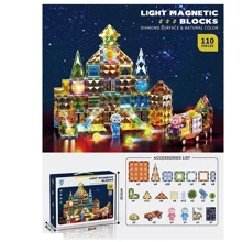 Конструктор магнитный 110 деталей, подсветка, игровые фигурки, в коробке (9908): Количество деталей, шт. 110