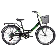 Велосипед ST 24" Formula SMART Vbr трещотка с багажником зад St, с крылом St, с корзиной St 2022 (черно-зеленый ): Материал рамы сталь