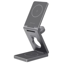 Зарядное устройство Proove Wireless Charger Titan Volt 3 in 1 15W Gray (WSTV15000003) for iPhone 16 I 15 I 14 I 13 I 12 series, Apple Watch and Apple AirPods: Особенности Для Apple Watch, MagSafe
