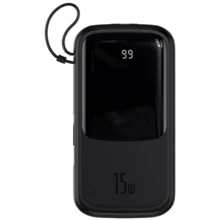 Зовнішній акумулятор Baseus Power Bank 20000mAh з Lightning Cable Q Pow Display 15W Black (PPCX000202): Кількість USB 4