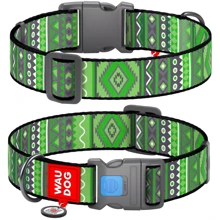Ошейник для собак нейлоновый WAUDOG Nylon c QR паспортом рисунок Этно зеленый пластиковый фастекс XXL 35 мм 46-70 см (284-0132): Производитель WAUDOG